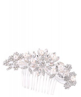 Rhinestone Hair Comb HM320005 SILVER CL